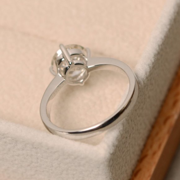 1Ct Round Excellent Moissanite Ring 14k White Gold - Picture 4 of 5